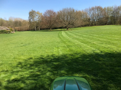 Mowing lawn